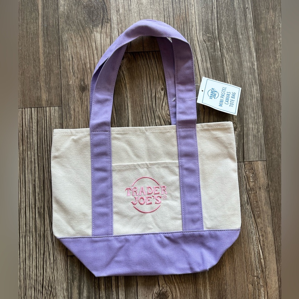 Trader Joe's Mini Pastel Canvas Tote Bag - Purple